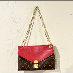 Louis Vuitton Red and Brown Monogram Chain Crossbody Bag